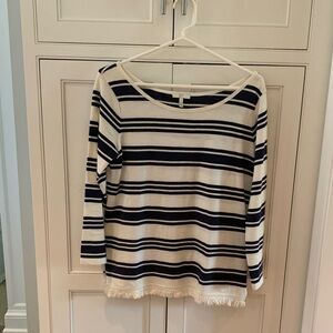 Joie Navy and White Striped Long Sleeve Top
